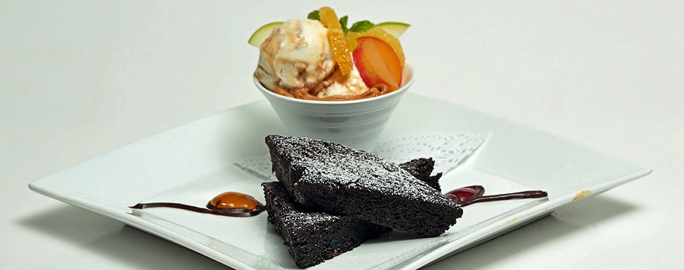 Chocolate Brownie with Peanut Butter Ice Cream - Desert A la Carte Menu